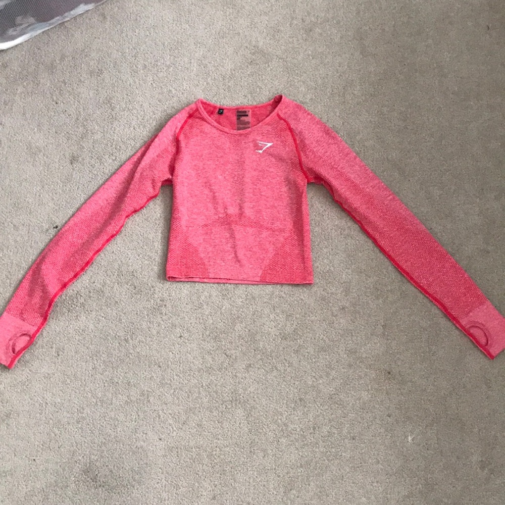 Gymshark seamless long sleeve crop top in pink